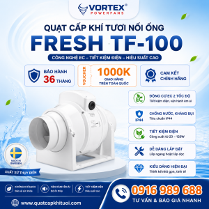 Quạt cấp khí tươi nối ống Fresh TF-100 Thụy Điển
