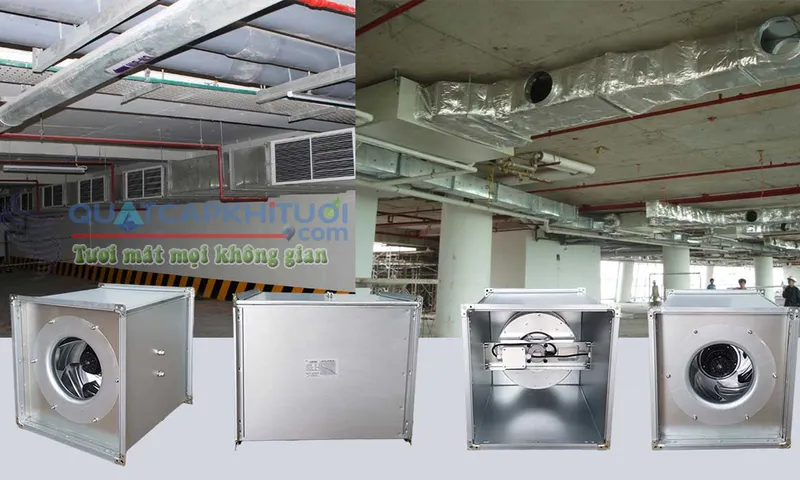 Quạt VF-315SI lắp đặt trong hệ thống thông gió âm trần tại các tòa nhà, tầng hầm