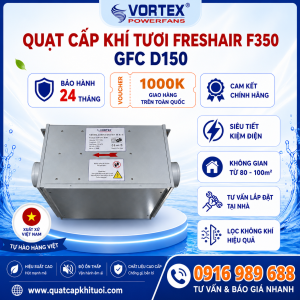 Quạt thông gió cấp khí tươi nối ống có lọc Freshair F350 GFC D150